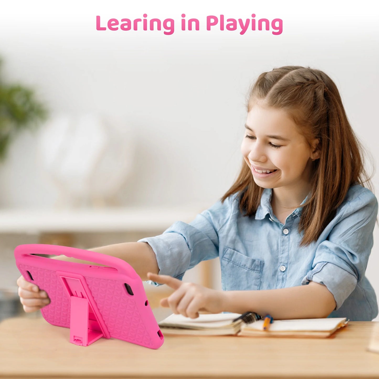 Kids Tablet 7 Inch Android 12 Tablet Pc with Wifi 32GB Tablet for Ages 2–8 Kids Tablet with Silicone Case Google Play Parental Control APP (32GB, Pink)
