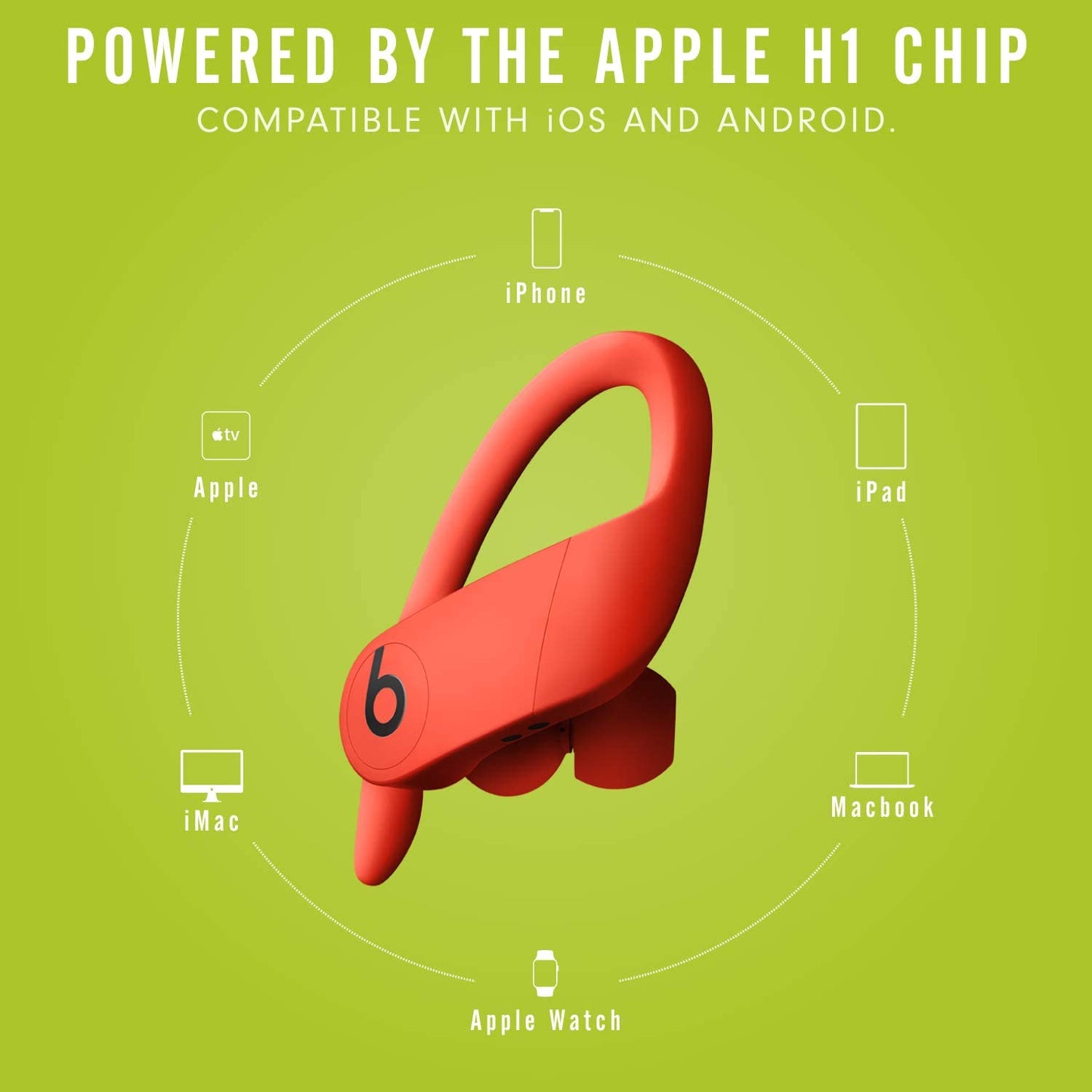 Power Pro Wireless Earbuds - H1 Headphone Chip, Class 1 Bluetooth Headphones, 9 Hours of Listening Time, Sweat Resistant, Built-In Microphone - Lava Red