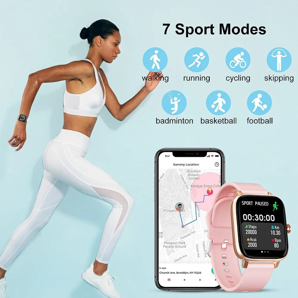 Smart Watch for Women, 1.69 Inch Smartwatch for Android/Ios, IP67 Waterproof Outdoor Fitness Tracker Smart Watches (Gold)