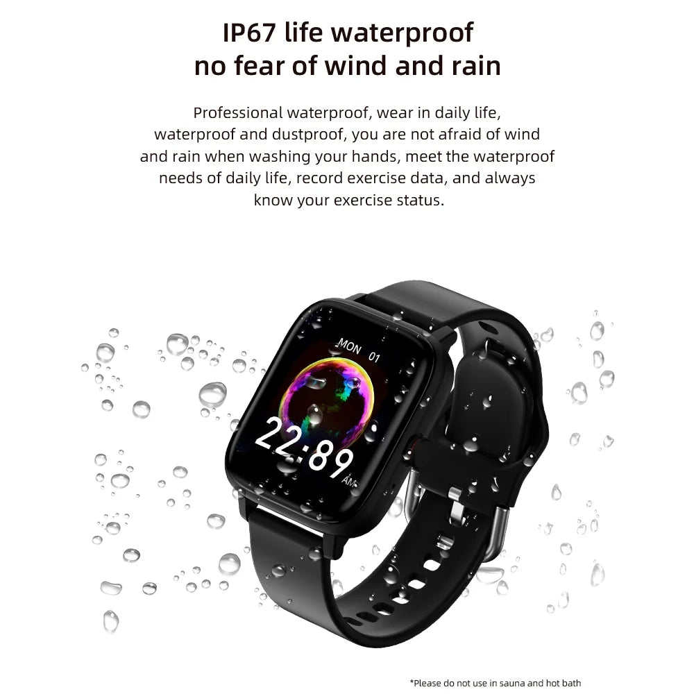 Smart Watch for Women, 1.69 Inch Smartwatch for Android/Ios, IP67 Waterproof Outdoor Fitness Tracker Smart Watches (Gold)