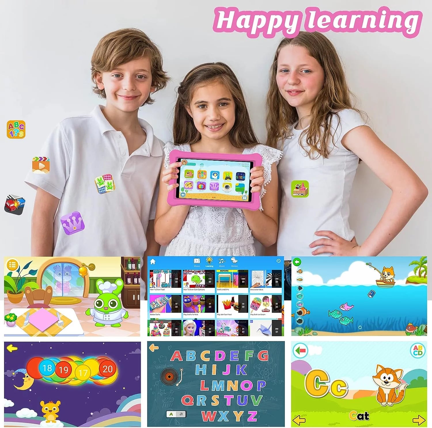 Kids Tablet, 7 Inch Androrid 12 Toddler Tablet for Kids 4GB RAM 32GB ROM Tablets, Google Certificated, Bluetooth, Wifi, Dual Camera, Parental Control Tablet with Case, Tablet for Learning